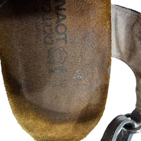 Naot Women's Leather Sandals Black & White Adjustable Straps Cork Footbed Size 4 - Picture 3 of 15